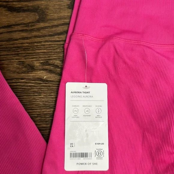 NWT Athleta Hot Pink Aurora Tight Ribbed Seamless High Rise Leggings - Picture 3 of 6